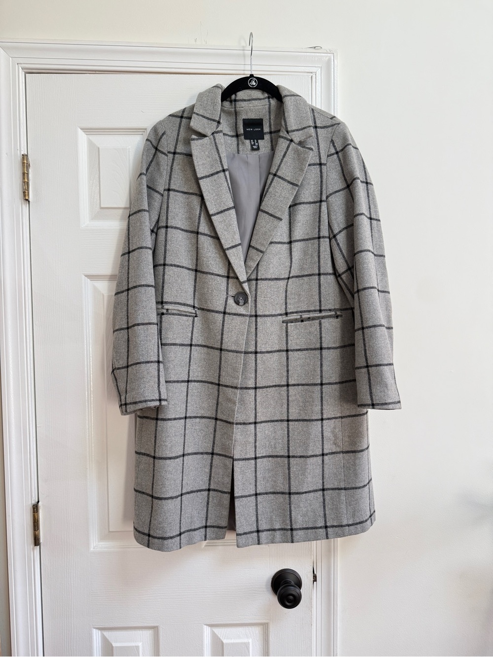 ASOS New Look Gray Windowpane Coat - Women's